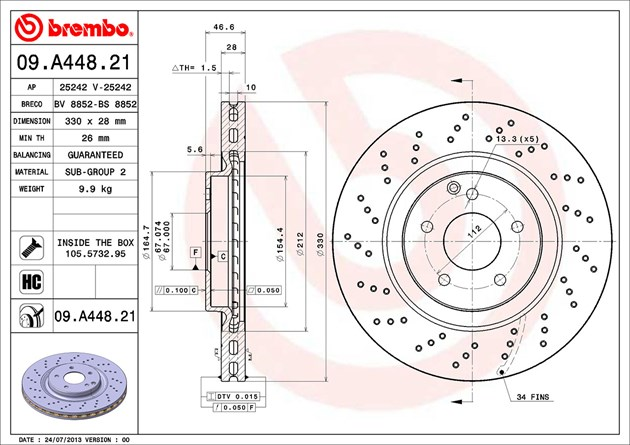 Brembo Painted Brake Disc, 09.A448.21