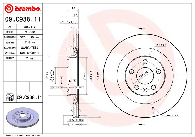 Brembo Painted Disc, 09.C938.11