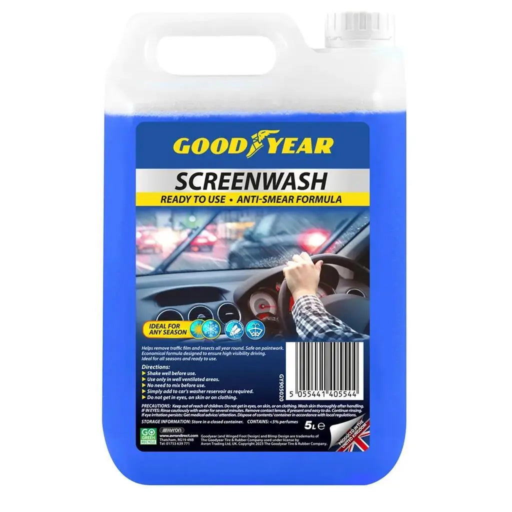 Goodyear Car Anti Smear Screenwash Wash Soap Cleaning Clearer Spray 5L