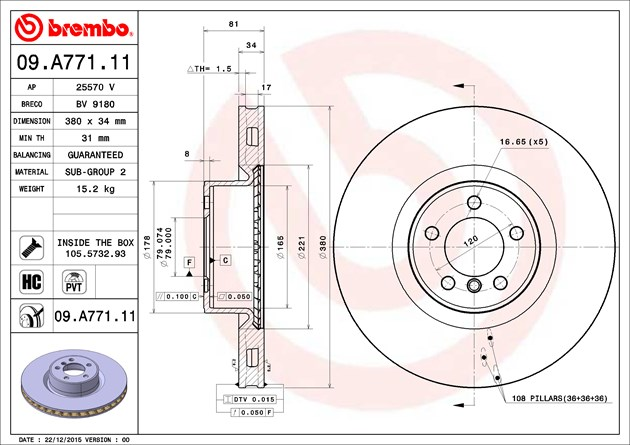 Brembo Painted Brake Disc, 09.A771.11