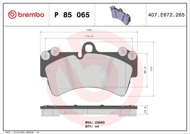Brembo Brake Pad, P 85 065