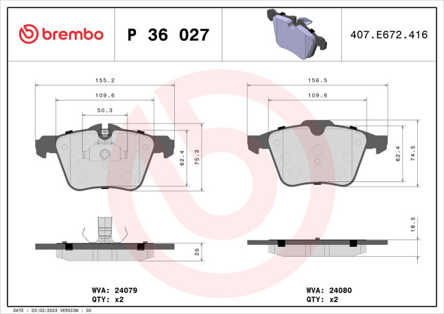 Brembo Brake Pad, P 36 027