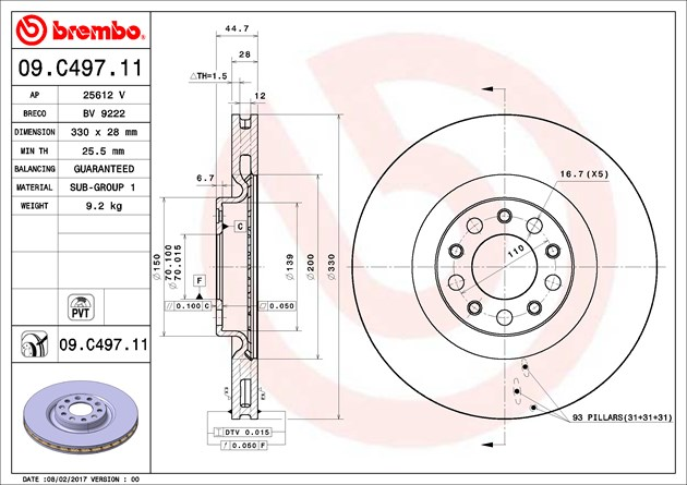 Brembo Painted Brake Disc, 09.C497.11