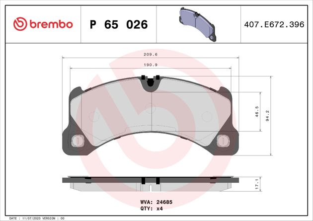 Brembo Brake Pad, P 65 026