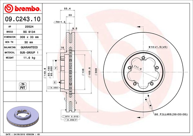 Brembo Brake Disc, 09.C243.10