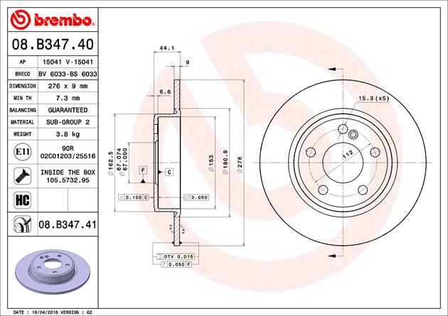 Brembo Painted Brake Disc, 08.B347.41