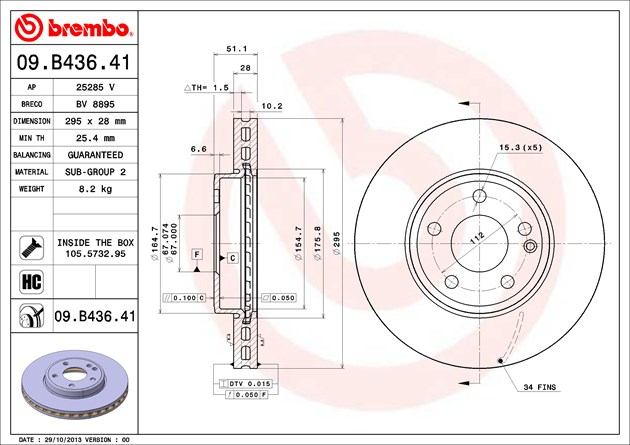 Brembo Painted Brake Disc, 09.B436.41