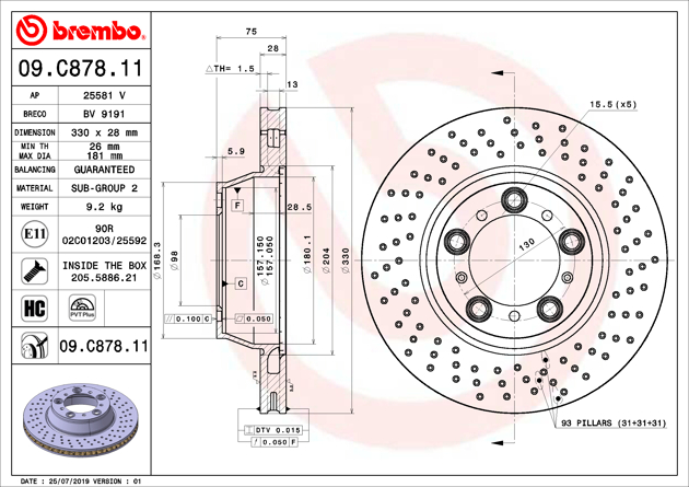 Brembo Painted Brake Disc, 09.C878.11