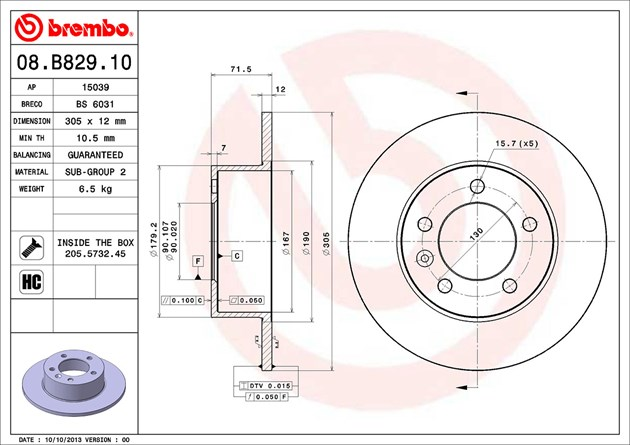 Brembo Brake Disc, 08.B829.10