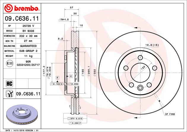 Brembo Painted Brake Disc, 09.C636.11