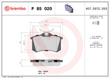 Load image into Gallery viewer, Brembo Rear Brake Pad Kit, P 85 020