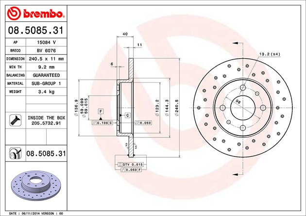 Brembo Painted Brake Disc, 08.5085.31