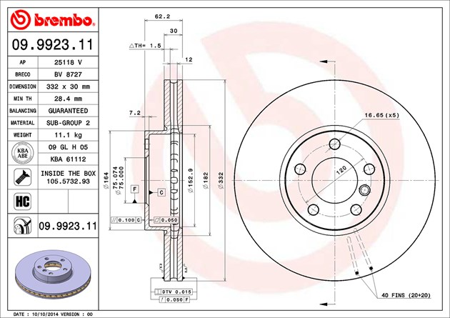 Brembo Painted Brake Disc, 09.9923.11