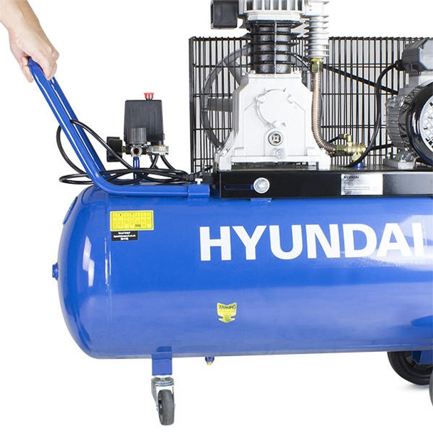 Hyundai 100 Litre Air Compressor, 14CFM/145psi, Twin Cylinder, Belt Drive 3hp