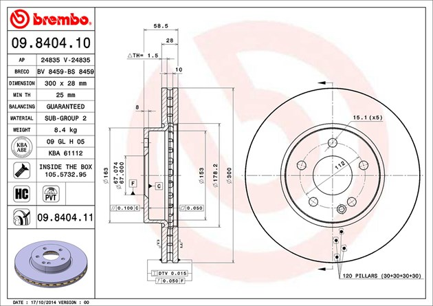 Brembo Painted Brake Disc, 09.8404.11