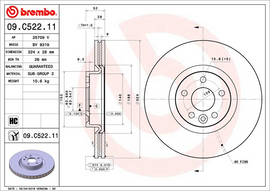 Brembo Painted Brake Disc, 09.C522.11