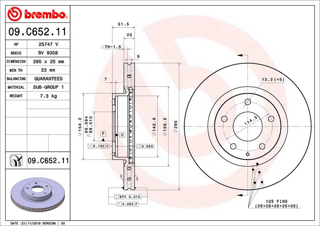 Brembo Painted Brake Disc, 09.C652.11