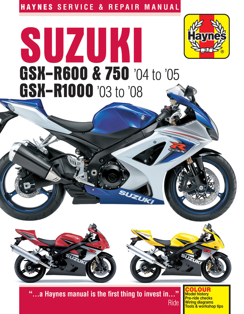 Suzuki GSX-R600/750 (04-05) & GSX-R1000 (03-08) Haynes Repair Manual (Paperback)