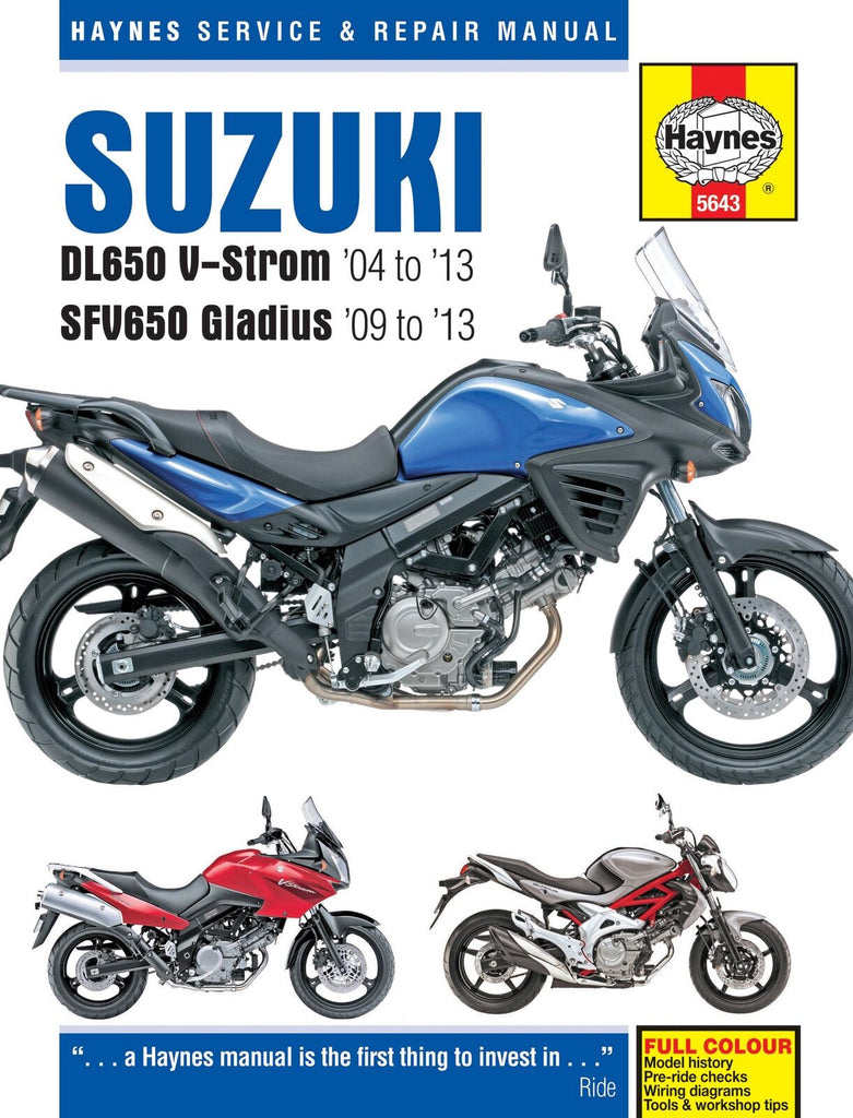 SUZUKI DL650 V-STROM & SFV650 GLADIUS: (04 - 13) paperback hayns manual
