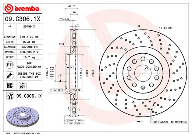 Brembo Brake Disc Xtra, 09.C306.1X