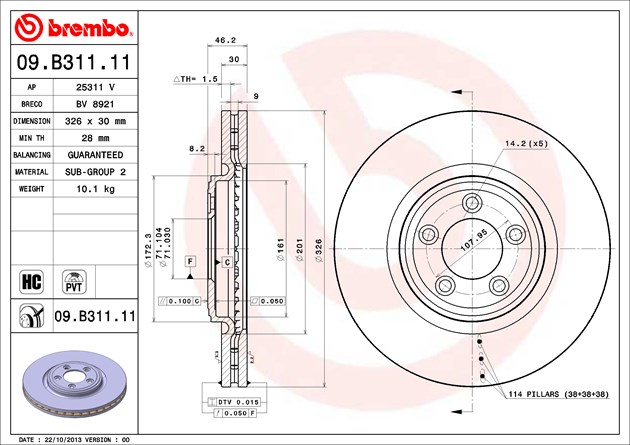 Brembo Painted Brake Disc, 09.B311.11