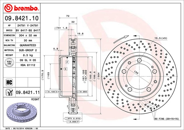 Brembo Painted Brake Disc, 09.8421.11