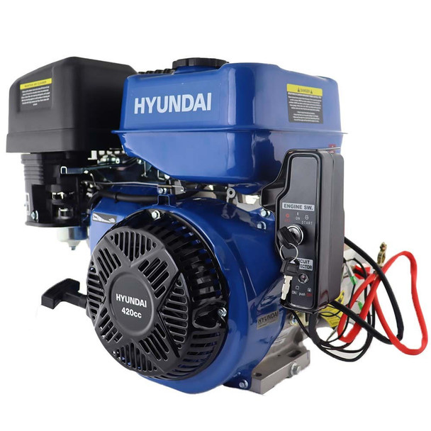 Hyundai 420cc 14hp 25mm Electric-Start Horizontal Straight Shaft Petrol Replacement Engine, 4-Stroke, OHV