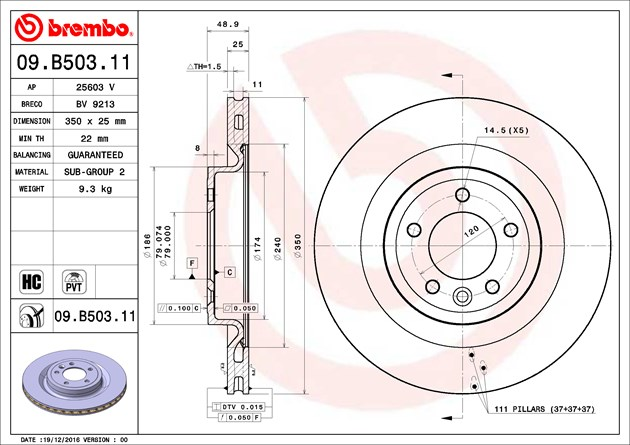 Brembo Painted Brake Disc, 09.B503.11