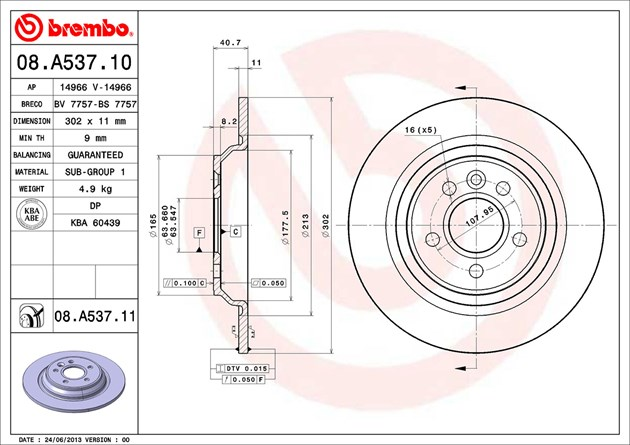 Brembo Painted Brake Disc, 08.A537.11
