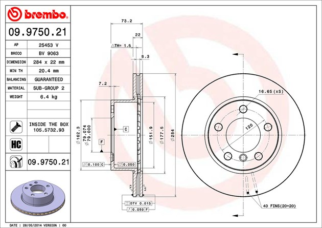 Brembo Brake Disc, 09.9750.21