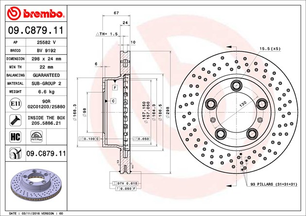 Brembo Painted Brake Disc, 09.C879.11