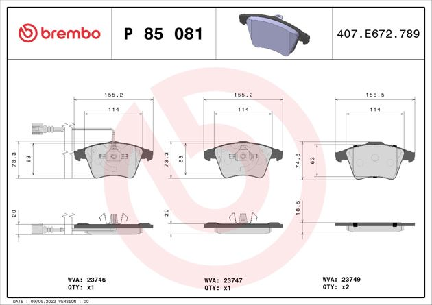 Brembo Brake Pad, P 85 081