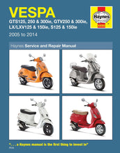 Load image into Gallery viewer, VESPA GTS125, GTS/GTV250, 300ie &amp; LX/LXV &amp; S125, 150ie 05 to 14 MANUAL BY HAYNES