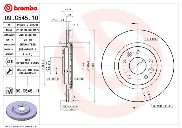 Brembo Brake Disc, 09.C545.11