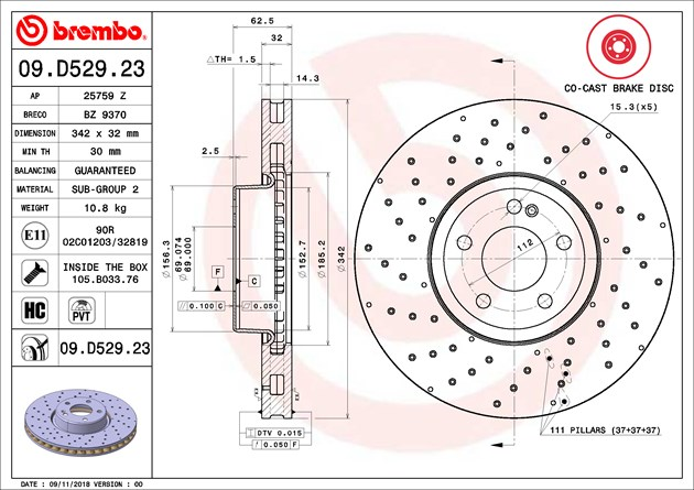 Brembo Painted Brake Disc, 09.D529.23