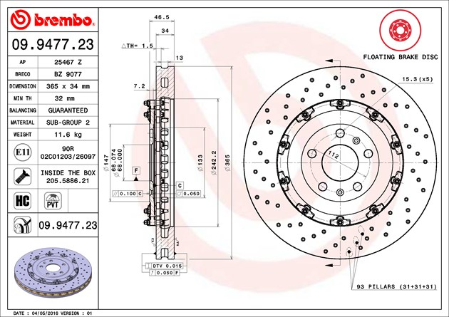 Brembo Painted Brake Disc, 09.9477.23