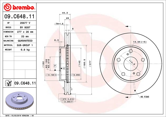 Brembo Painted Brake Disc, 09.C648.11