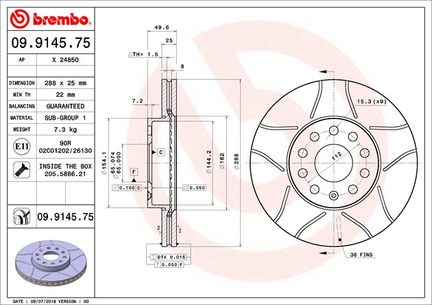 Brembo Brake Disc Max, 09.9145.75