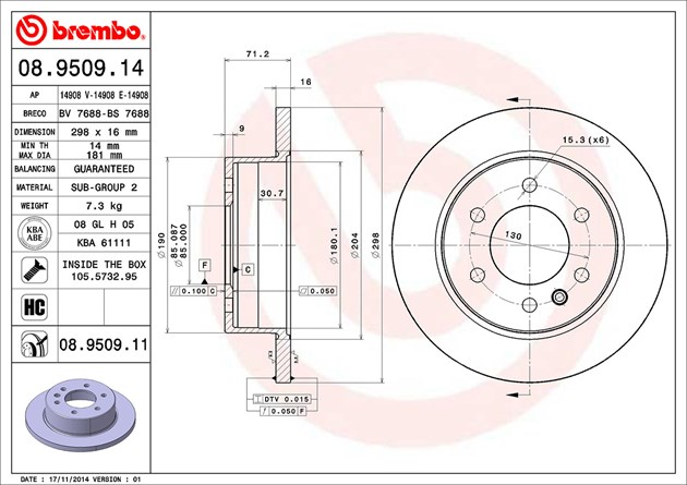 Brembo Painted Brake Disc, 08.9509.11