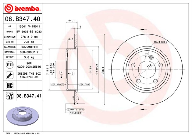 Brembo Brake Disc, 08.B347.41