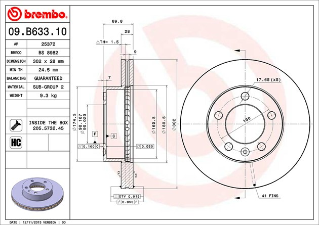 Brembo Painted Brake Disc, 09.B633.10