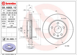 Brembo Painted Brake Disc, 09.A969.11