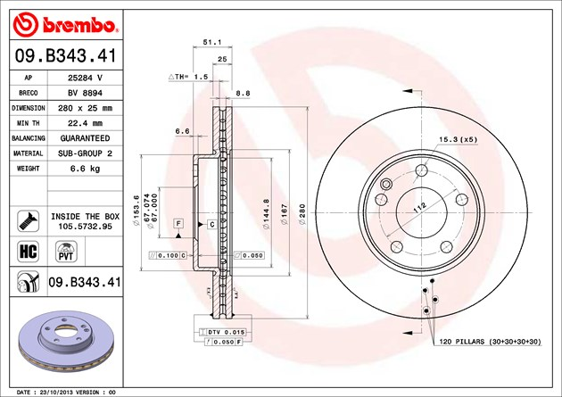 Brembo Painted Brake Disc, 09.B343.41