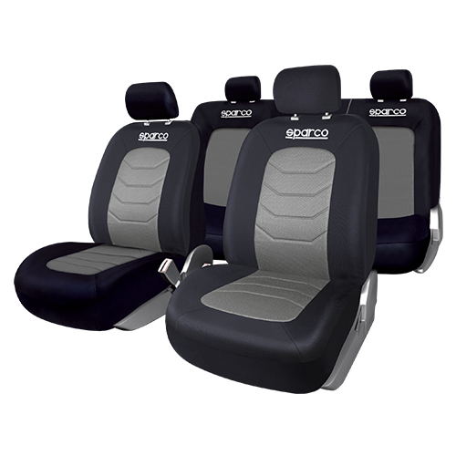 Sparco 11 Piece Seat Cover Set Black/Grey