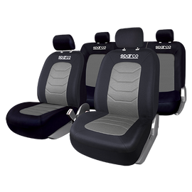 Sparco 11 Piece Seat Cover Set Black/Grey