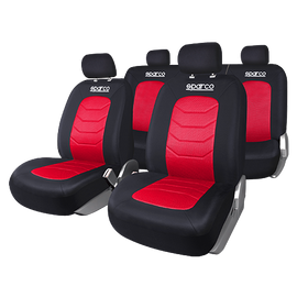 Sparco 11 Piece Car Seat Cover Set, S-Line Corsa - Red