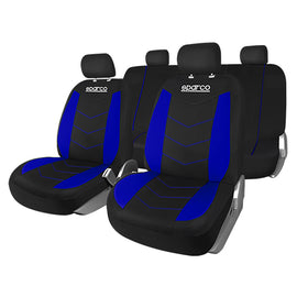 Sparco 9 Piece Seat Cover Set Black/Blue