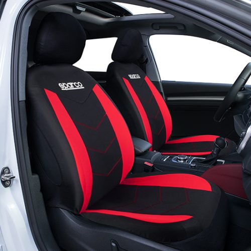 Sparco 9 Piece Seat Cover Set Black/Red