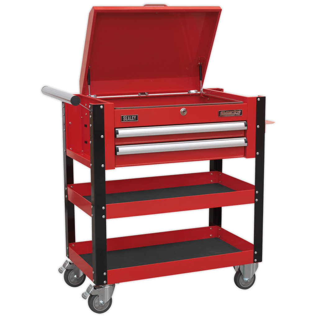 Sealey Heavy Duty 2 Drawer Mobile Parts Trolley with Lockable Top - AP760M