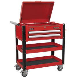 Sealey Heavy Duty 2 Drawer Mobile Parts Trolley with Lockable Top - AP760M